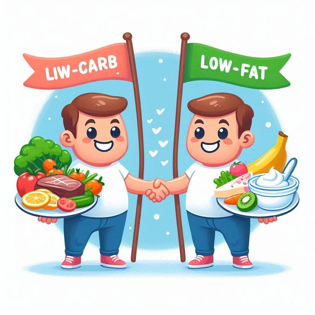 image about ميزان التغذية: تحليل شامل للحميات منخفضة الكربوهيدرات مقابل الأنظمة الغذائية قليلة الدسم من منظور علمي