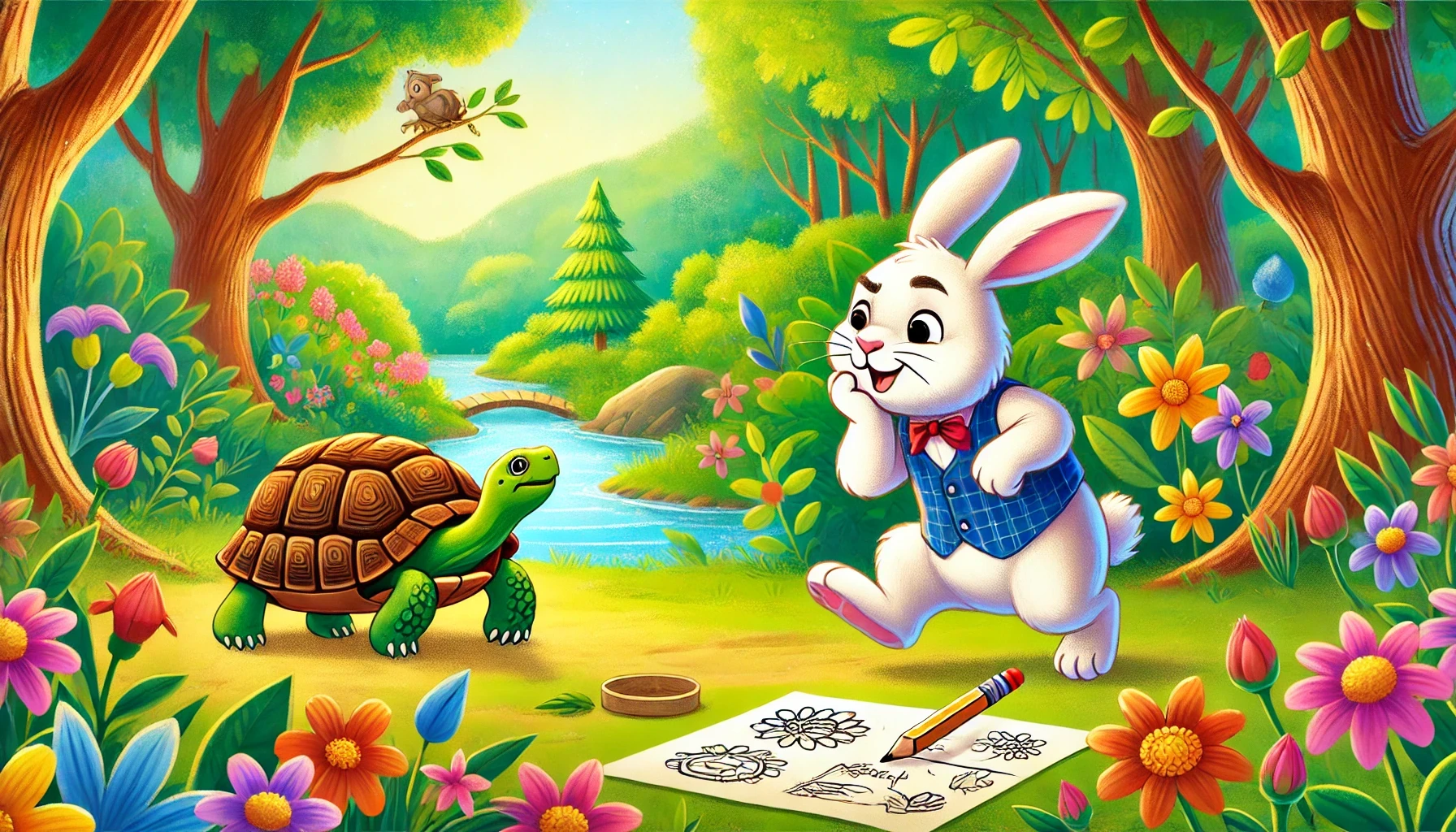 image about 📖 الأرنب النشيط والسلحفاة المبدعة – قصة للأطفال قبل النوم 🐰🐢