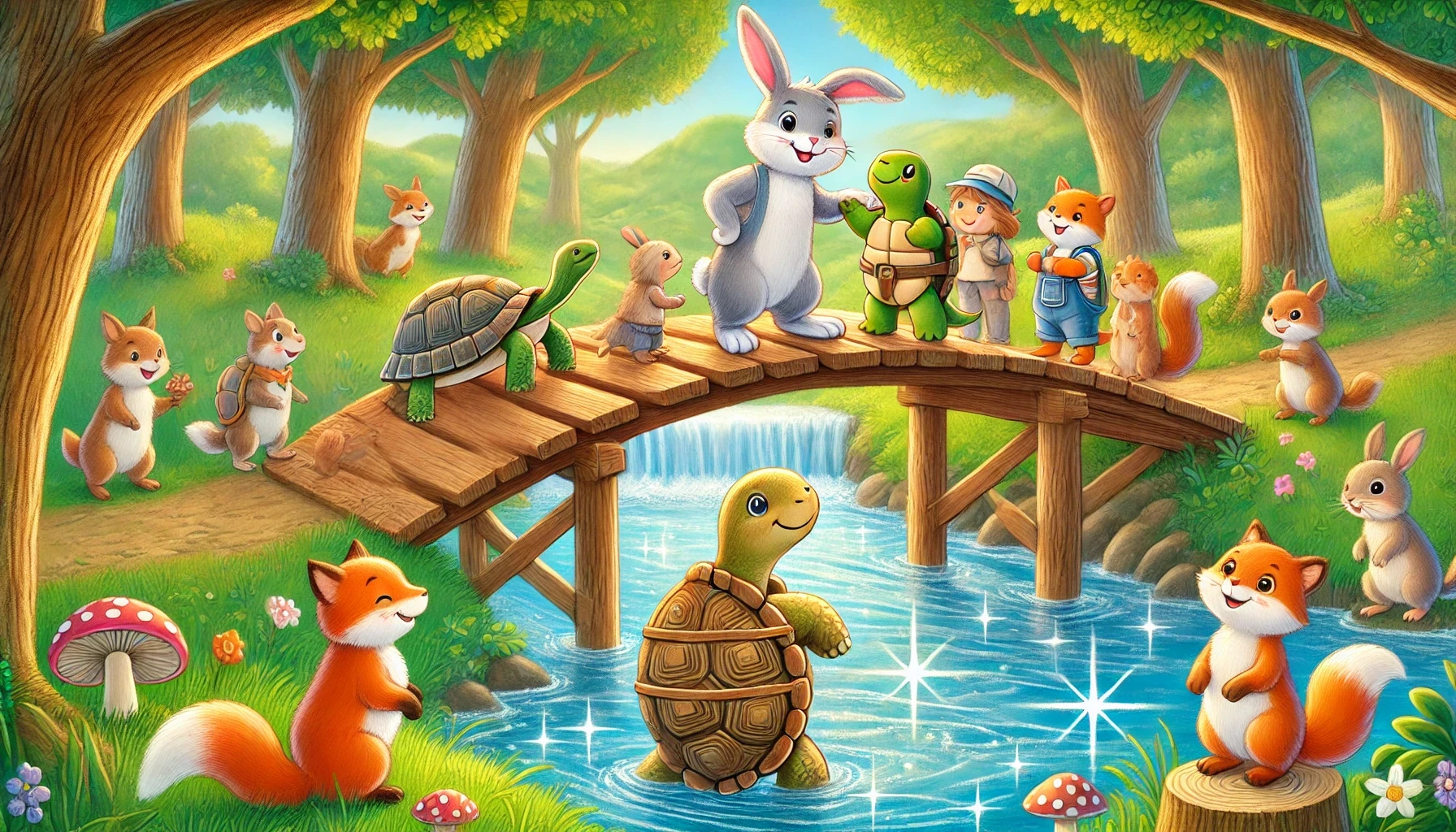 image about 📖 الأرنب النشيط والسلحفاة المبدعة – قصة للأطفال قبل النوم 🐰🐢