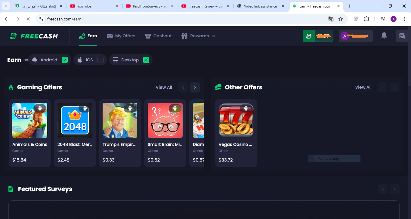image about 💰 هل يمكن ربح 18 دولار يومياً من Freecash؟ (مراجعة شاملة + إثبات سحب 200$)