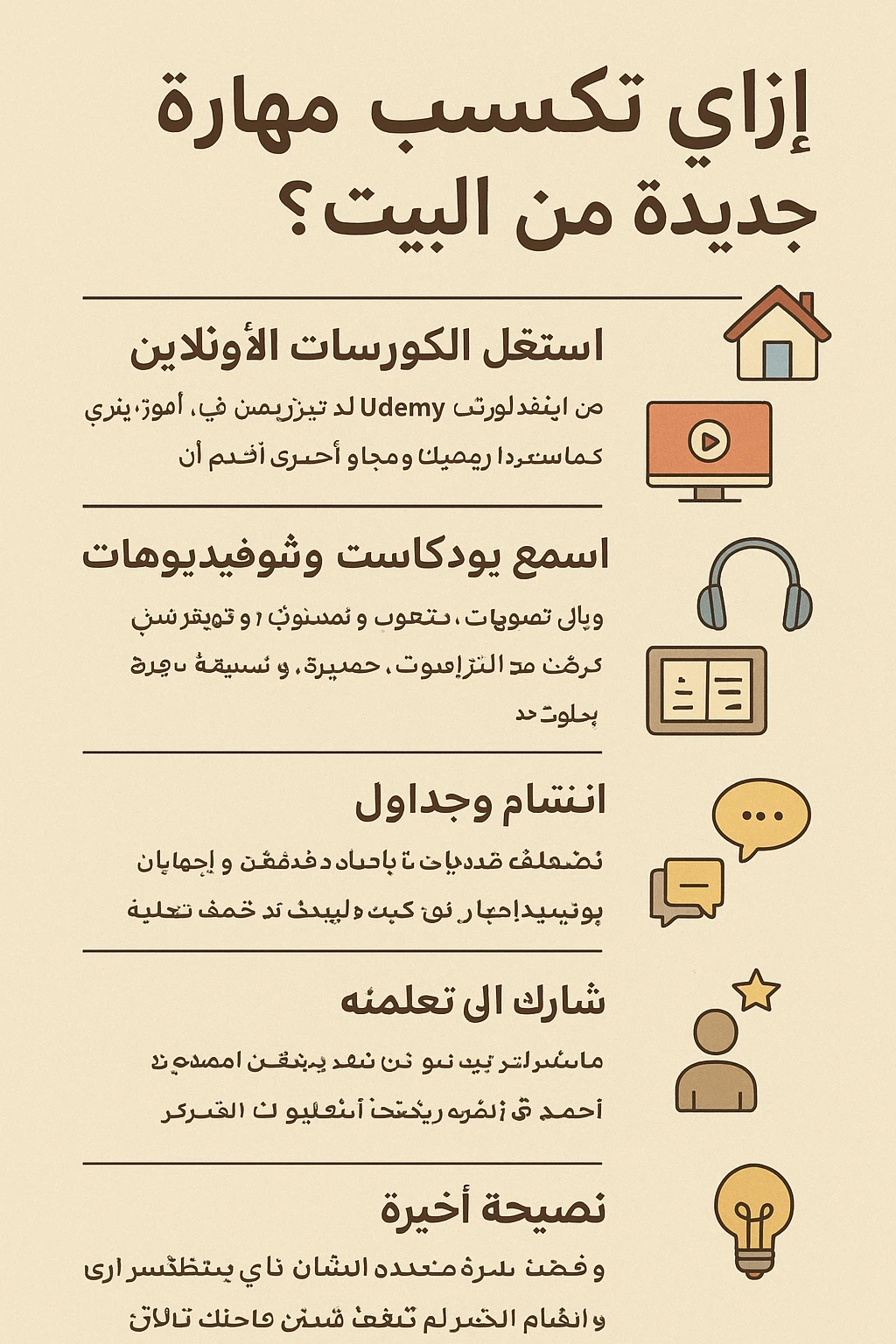 image about إزاي تـكـسـب مـهـارة جـديـدة مـن البيت؟