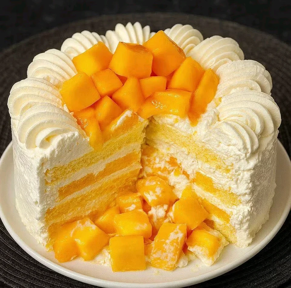 image about يلا بينا لعشاق المانجا الطرق كيكة المانجو بالكريمة 🧡 و تشيز مانجو 🧡 و كريب المانجو بالكريمة 🧡
