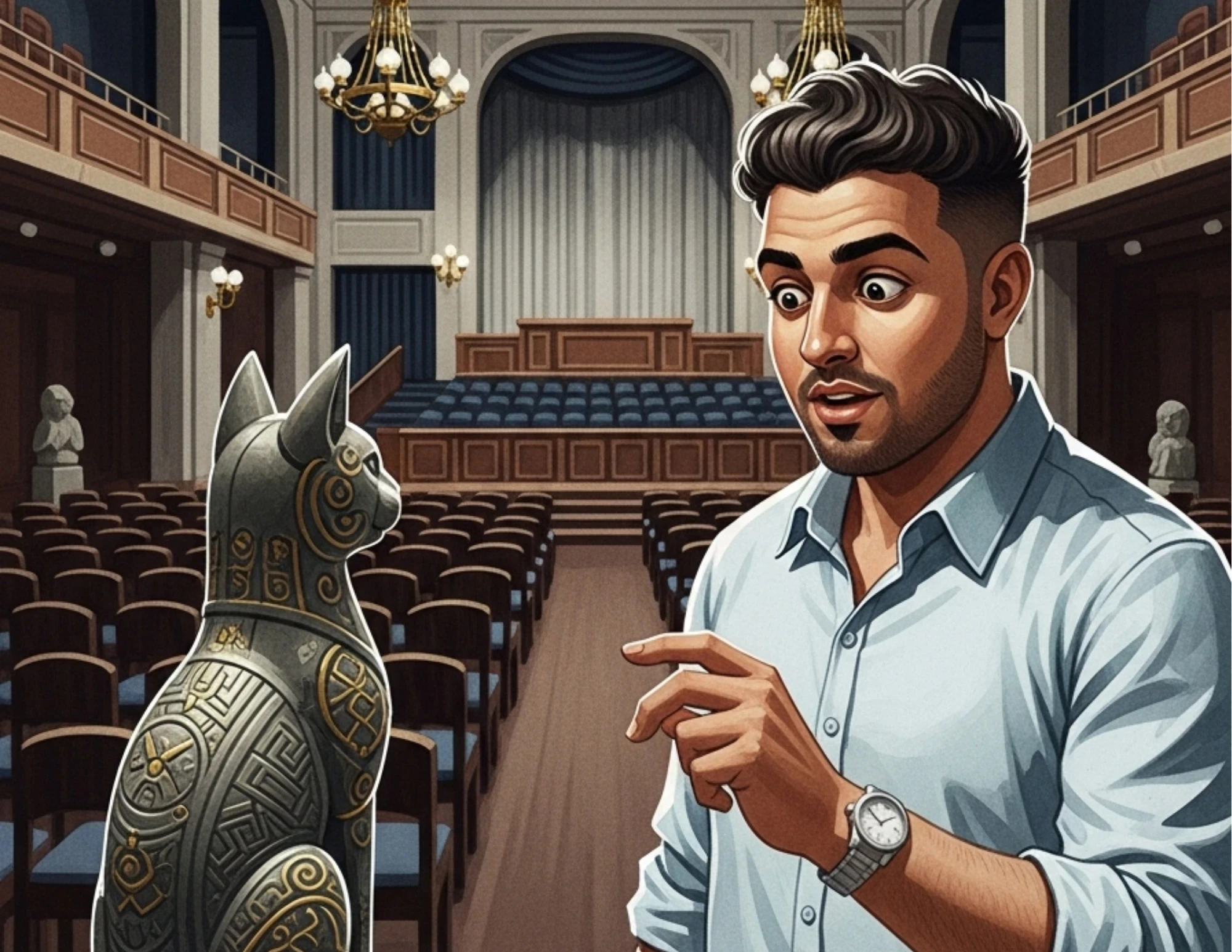 image about المصباح الذي يروي النكات المظلمة: مغامرة المزاد العبثي