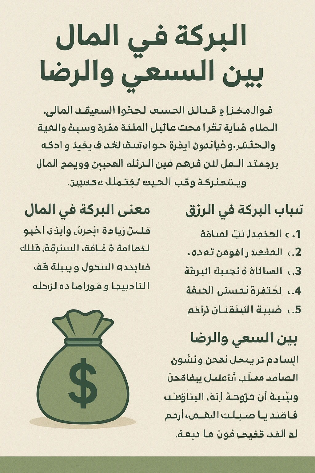 image about البركة في المال بين السعي والرضا
