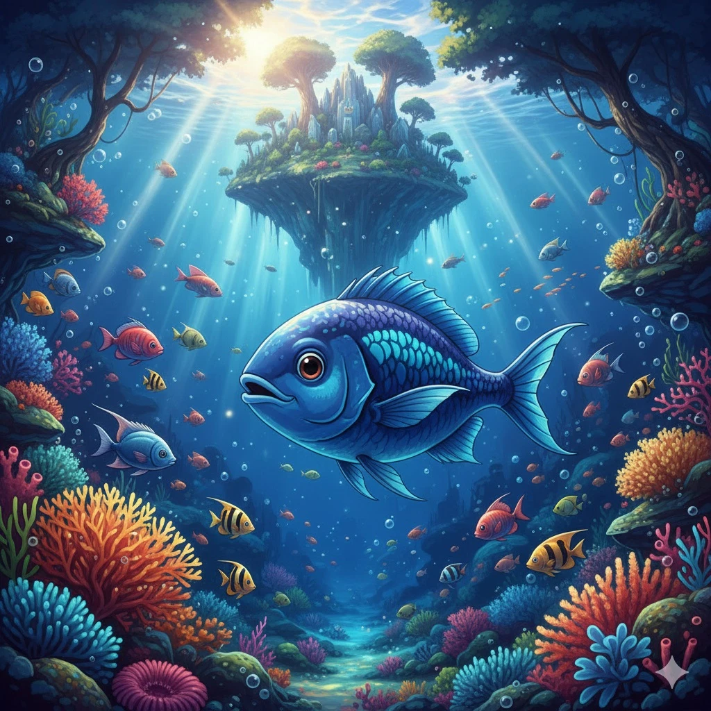 image about السمكة الزرقاء ومغامرة البحار