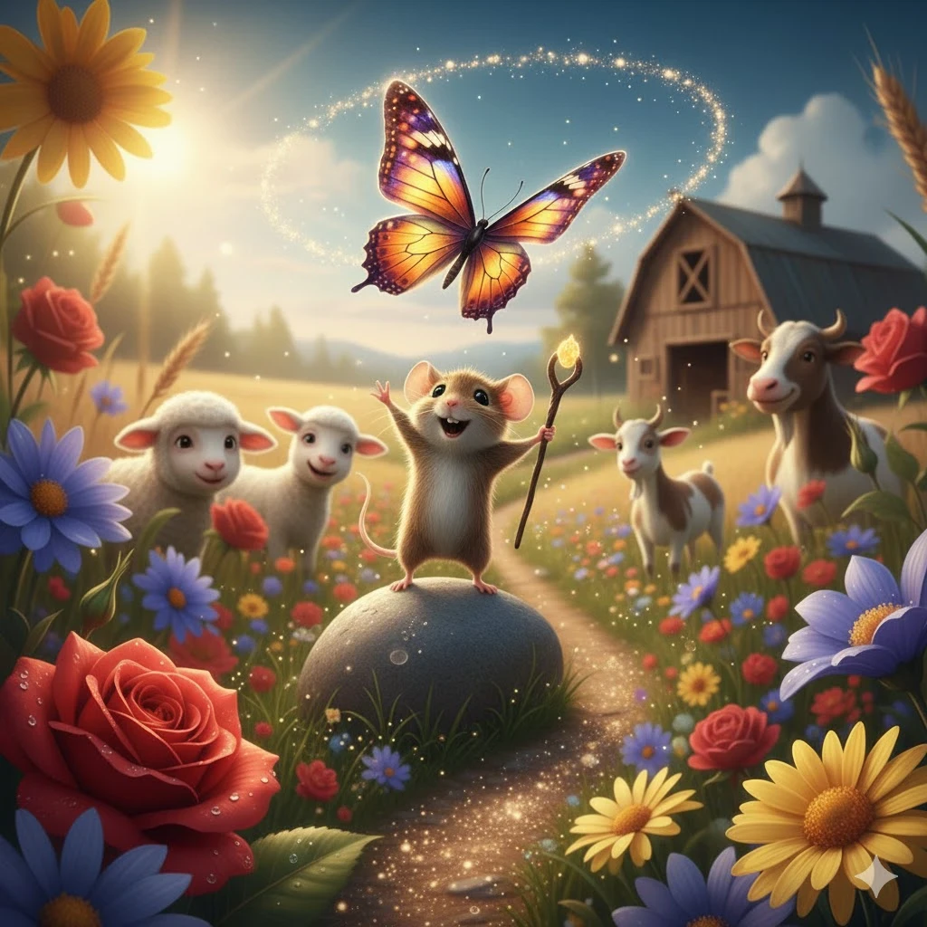 image about 🎉 مغامرات الصديقين: الفأر والرفيقة الطائرة.