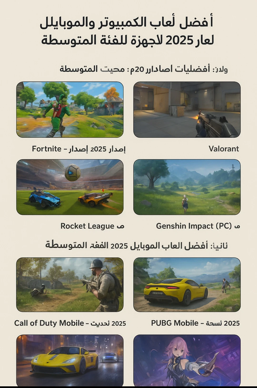 image about أفضل ألعاب الكمبيوتر والموبايل لعام 2025 لأجهزة الفئة المتوسطة