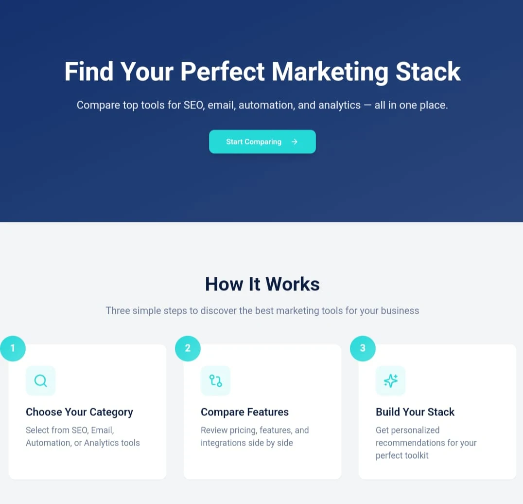image about Introducing StackCompare — The Modern Marketing Tools Comparison Landing Page