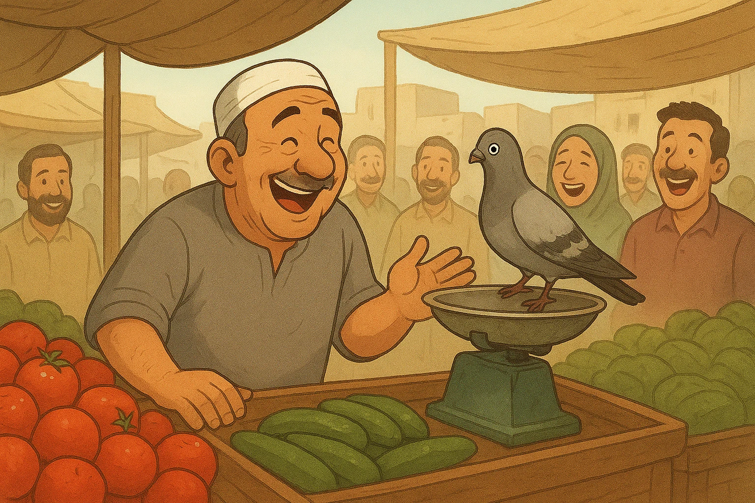 image about العم مسعود والحمامة على الميزان