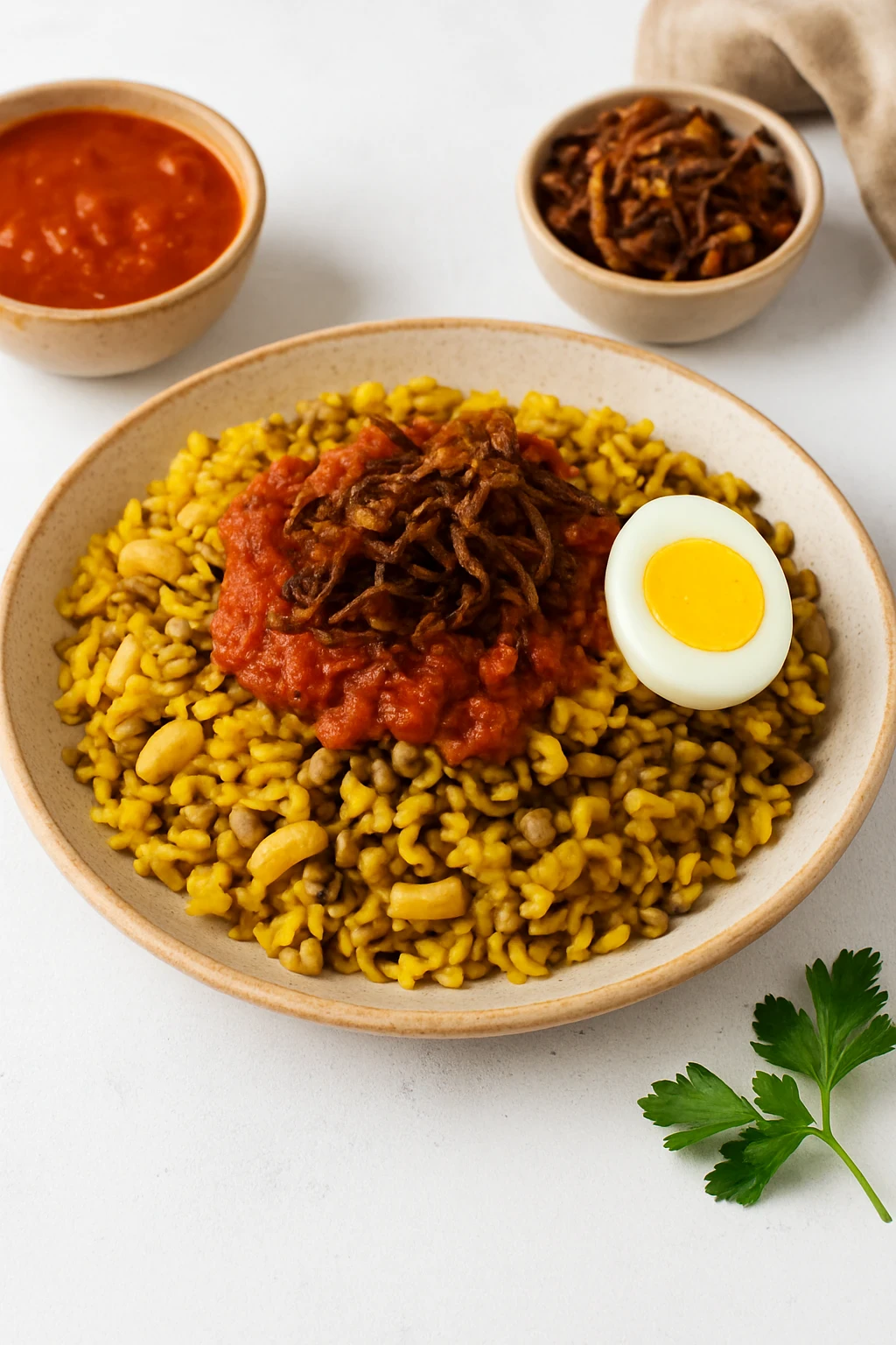 image about 🍛✨ طريقة عمل الكشري الأصفر على أصوله — وصفة مصرية تقليدية بنكهة أصيلة