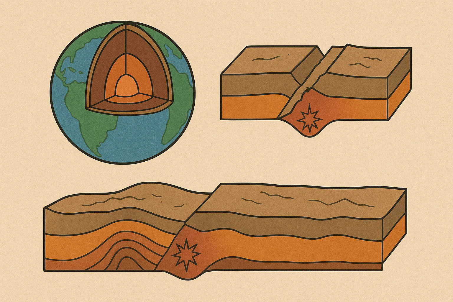 image about 🌍 كيف يحدث الزلزال؟ من أعماق الأرض إلى اهتزاز السطح