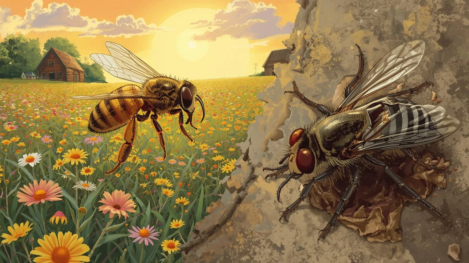 image about النحلة النشيطة و الذبابة الكسلانة