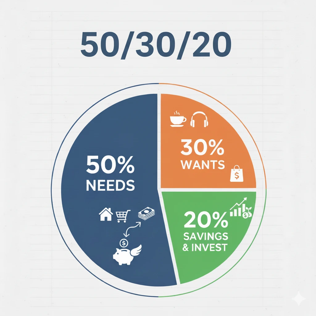 image about قاعدة 50/30/20: المفتاح السري لتحرير أموالك والبدء الادخار الفعال