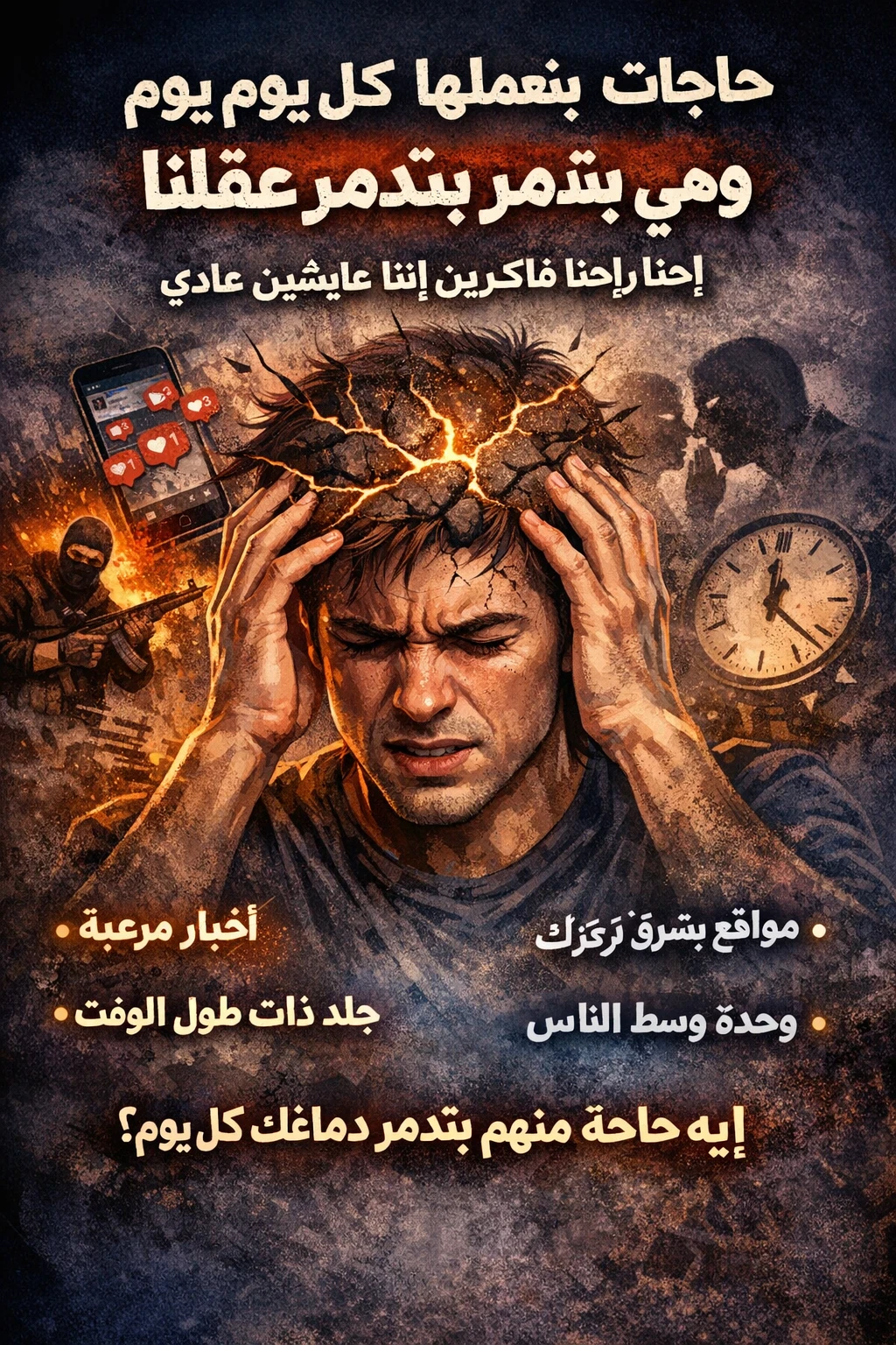 image about حاجات بنعملها كل يوم وهي بتدمّر عقلنا وإحنا فاكرين إننا عايشين عادي