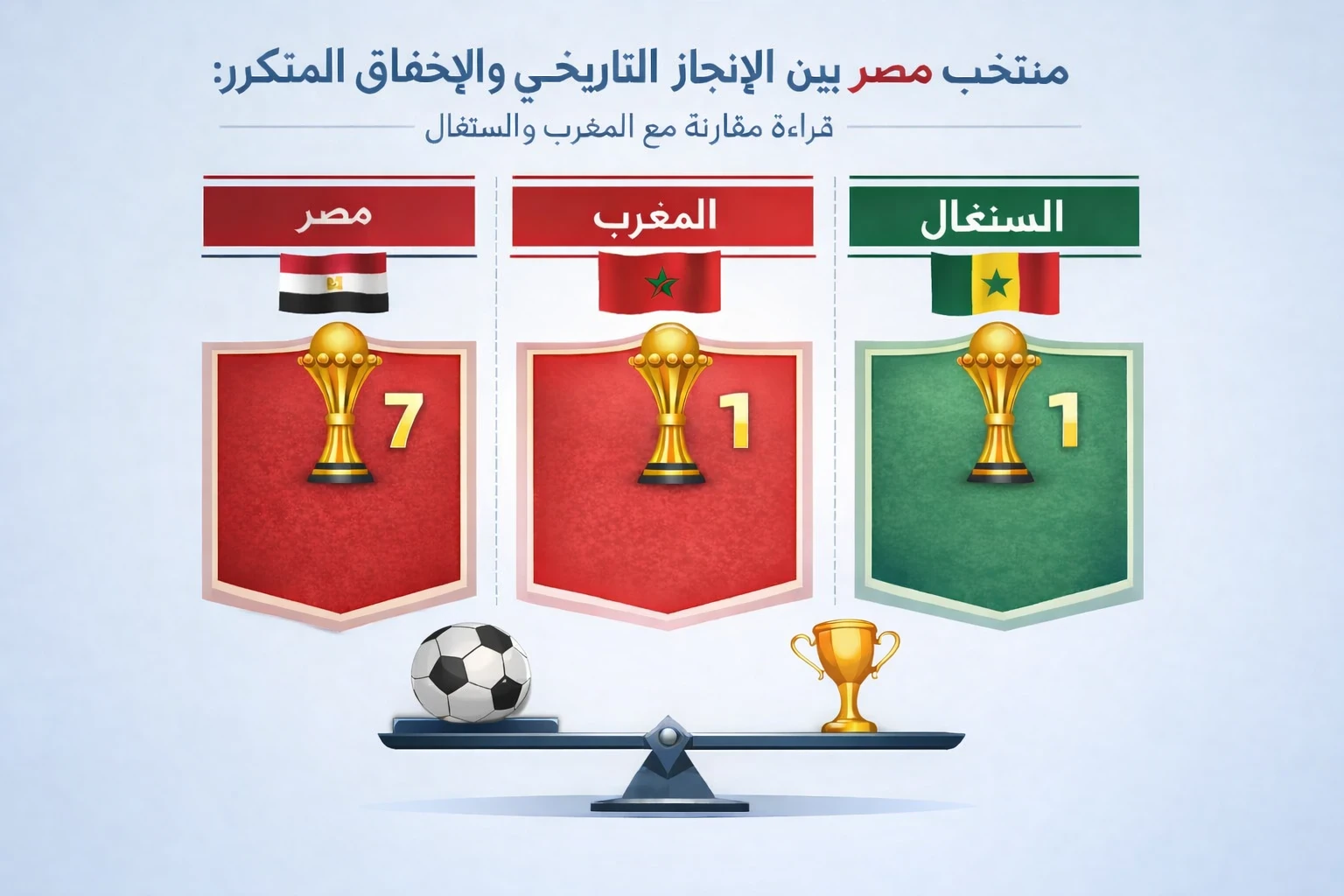 image about منتخب مصر بين الإنجاز التاريخي والإخفاق المتكرر: قراءة مقارنة مع المغرب والسنغال