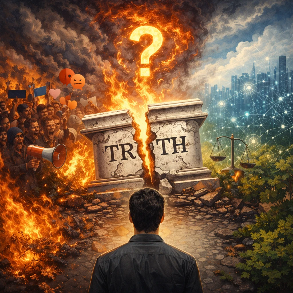 image about أزمة الحقيقة في عصر ما بعد الواقع (Post-Truth Era): كيف غيَّرت وسائل التواصل الاجتماعي مفهوم الصدق والمعرفة؟