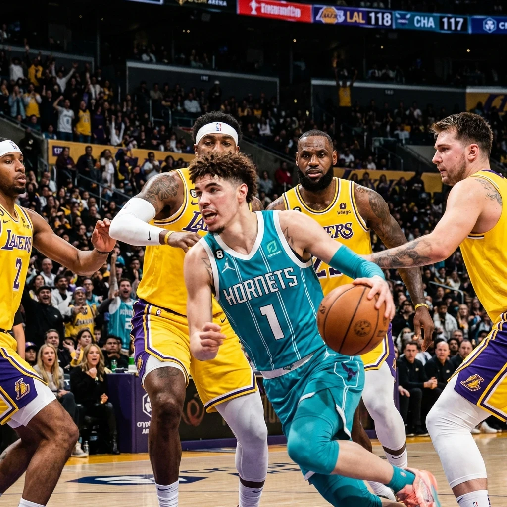 image about Star Power Not Enough: Hornets Sting Lakers’ Defense in High-Scoring Shootout