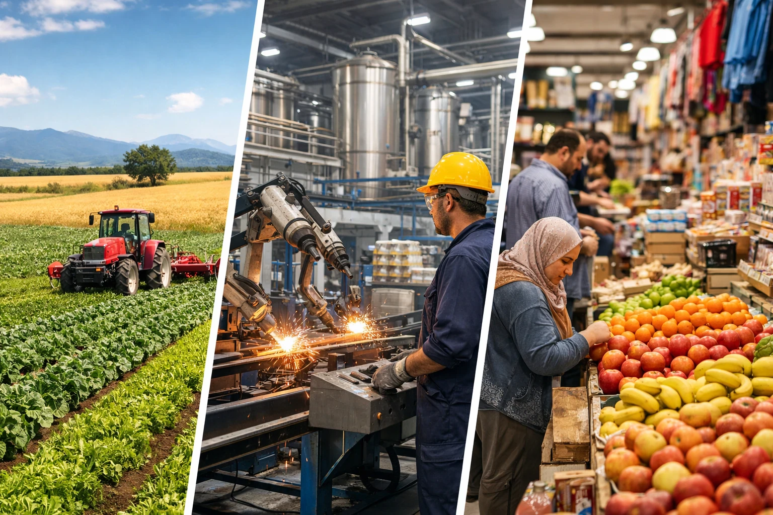 image about التجارة والفلاحة والصناعة: دعائم أساسية لتنمية الاقتصاد