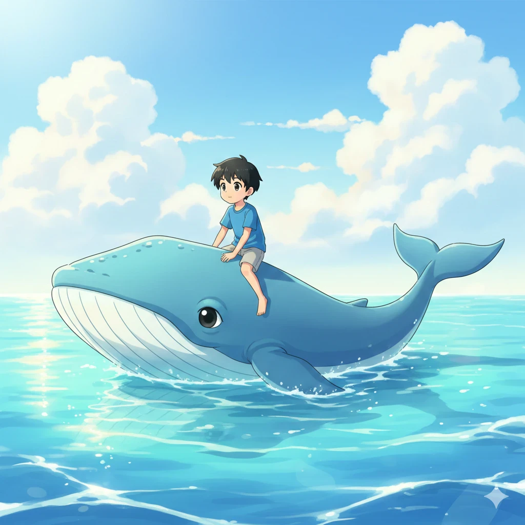image about الحوت الطيب والصبي في المحيط