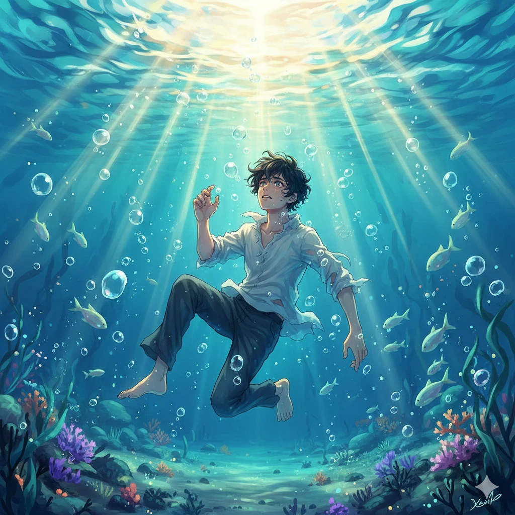 image about الحوت الطيب والصبي في المحيط