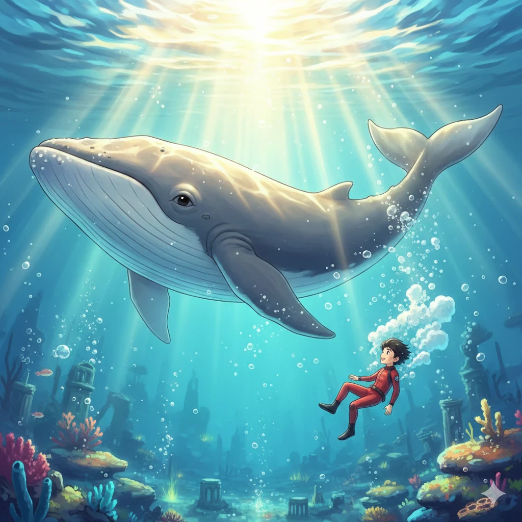 image about الحوت الطيب والصبي في المحيط