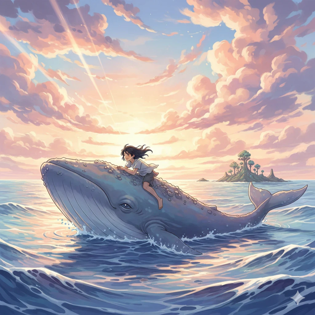 image about الحوت الطيب والصبي في المحيط