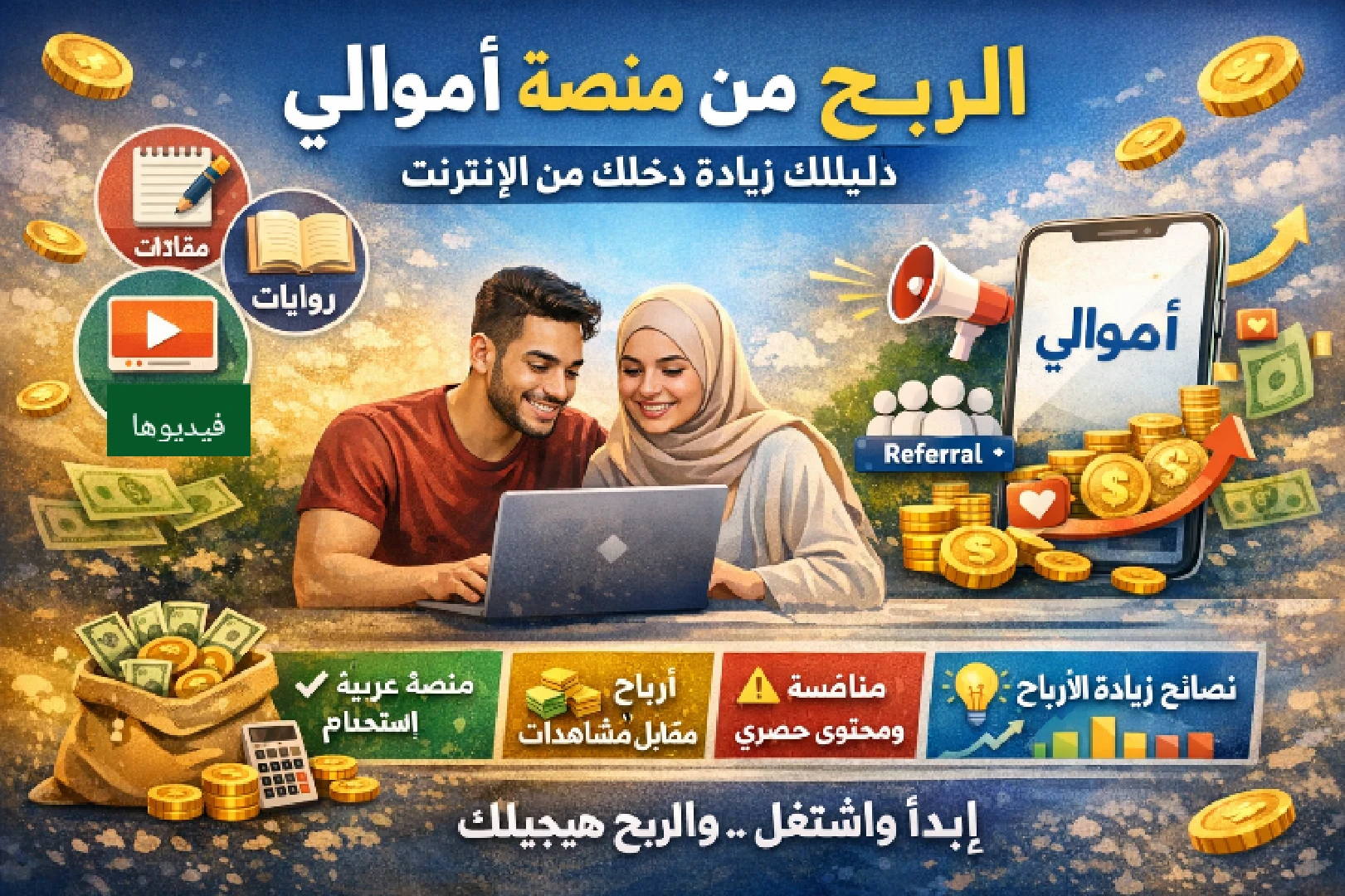 image about الربح من كتابة المقالات من منصة أموالي والسحب فودافون واتصالات كاش 