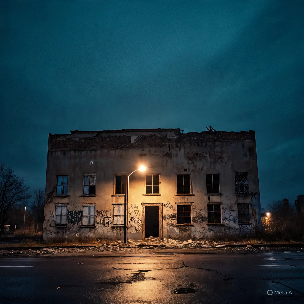 image about الخيال الأسود الطويل في المبني المهجور 