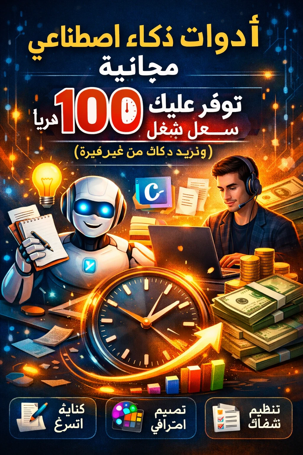 image about أدوات ذكاء اصطناعي مجانية هتوفر عليك 100 ساعة شغل شهريًا (وتزود دخلك من غير خبرة)