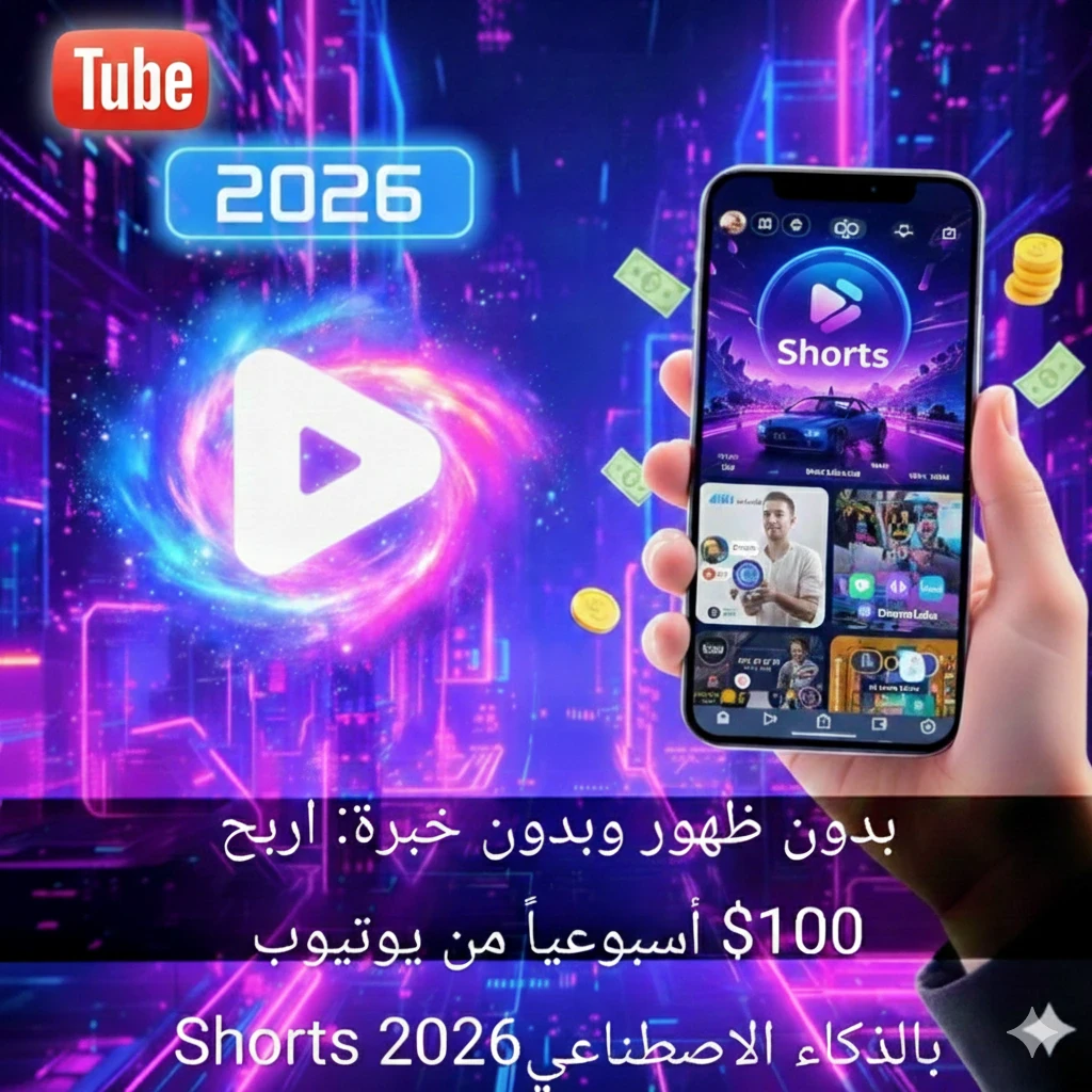 image about بدون ظهور وبدون خبرة: اربح 100$ أسبوعياً من يوتيوب Shorts بالذكاء الاصطناعي 2026