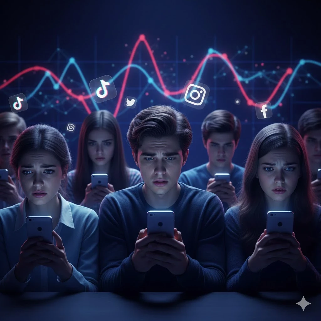 image about القدرة التنبؤية لاستخدام مواقع التواصل الاجتماعي بالاضطرابات النفسية لدى الطلبة