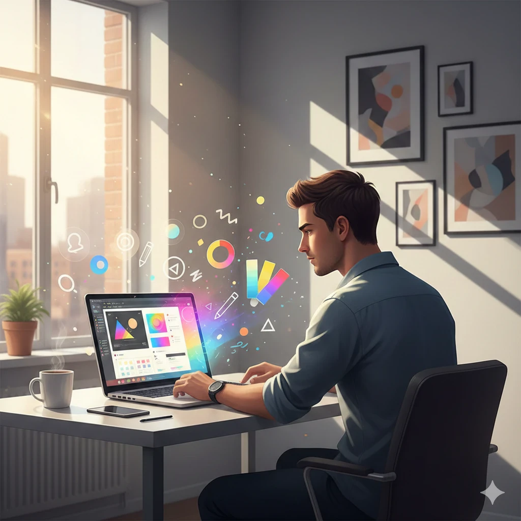 image about 🎨 من الصفر إلى الاحتراف: دليل عملي لتحقيق دخل قوي من التصميم الجرافيكي عبر الإنترنت