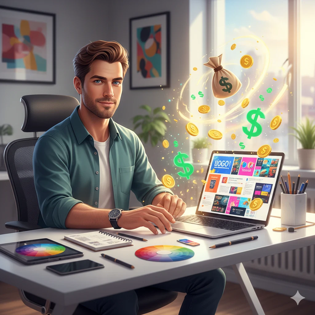 image about 🎨 من الصفر إلى الاحتراف: دليل عملي لتحقيق دخل قوي من التصميم الجرافيكي عبر الإنترنت