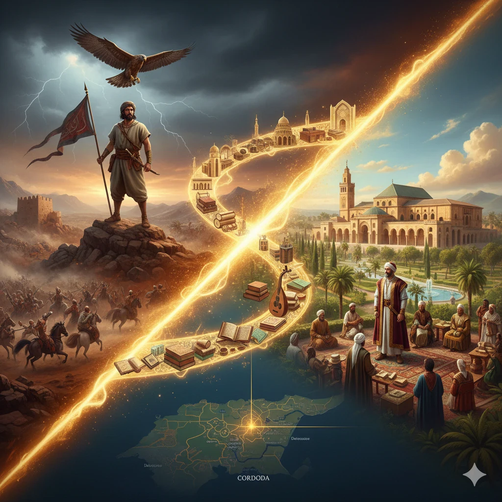 image about صقر قريش وبناء الفردوس الأموي: انتقال الحضارة من الشام إلى الأندلس