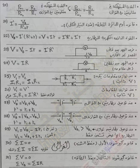 image about تحميل ملخص قوانين الفيزياء للصف الثالث الثانوي 2026 PDF | أول 5 فصول كاملة بالمجان