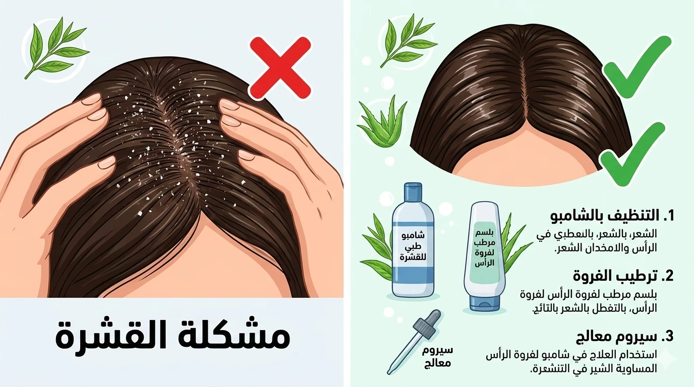 image about العنايه بالشعر وحل نهائي لازاله القشره لمنع التساقط