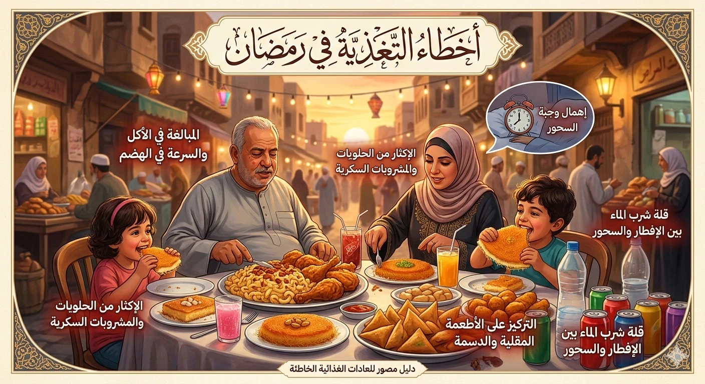 image about أخطاء التغذية في رمضان: لماذا يزداد وزنك رغم صيامك؟ (الحلول العملية)