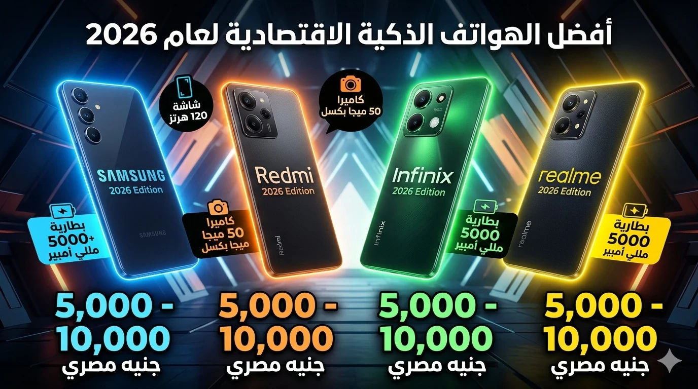 image about مراجعه هواتف الفئه الاقتصادية من 5000 جنيه الي 10000 جنيه في عام 2026