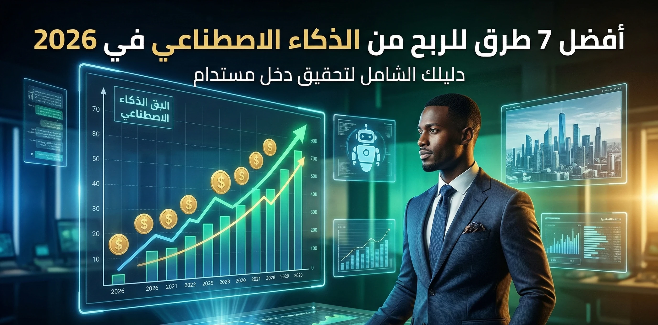 image about أفضل 7 طرق للربح من الذكاء الاصطناعي في 2026: دليلك الشامل لتحقيق دخل مستدام