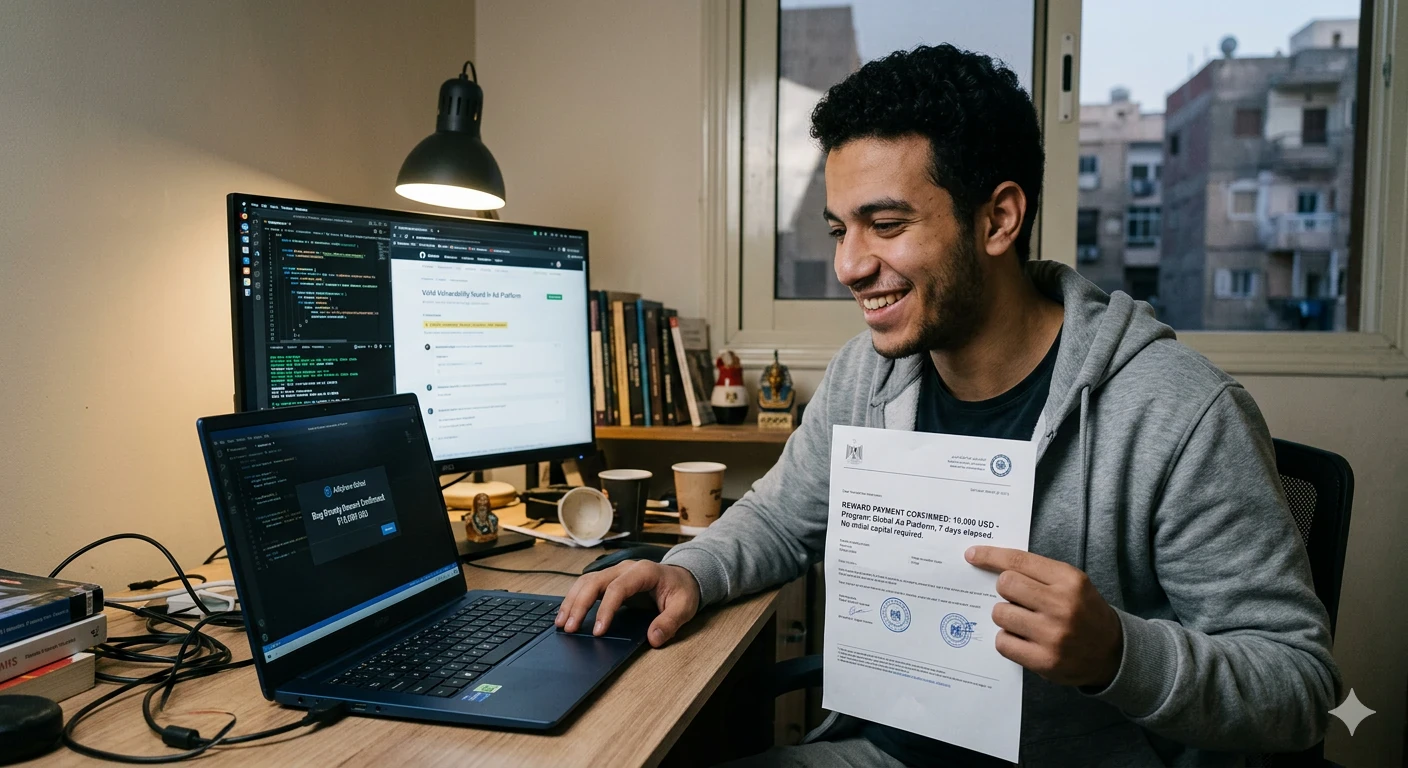 image about شاب  مصري اكتشف ثغرة أمان في منصة إعلانات عالمية، كسب 10 آلاف دولار في 7 أيام بدون رأس مال! 