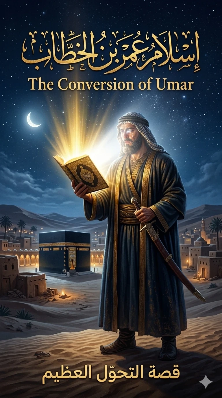 image about قصة إسلام سيدنا عمر بن الخطاب: من عدوٍ للإسلام إلى أحد أعظم قادة المسلمين ⚔️✨