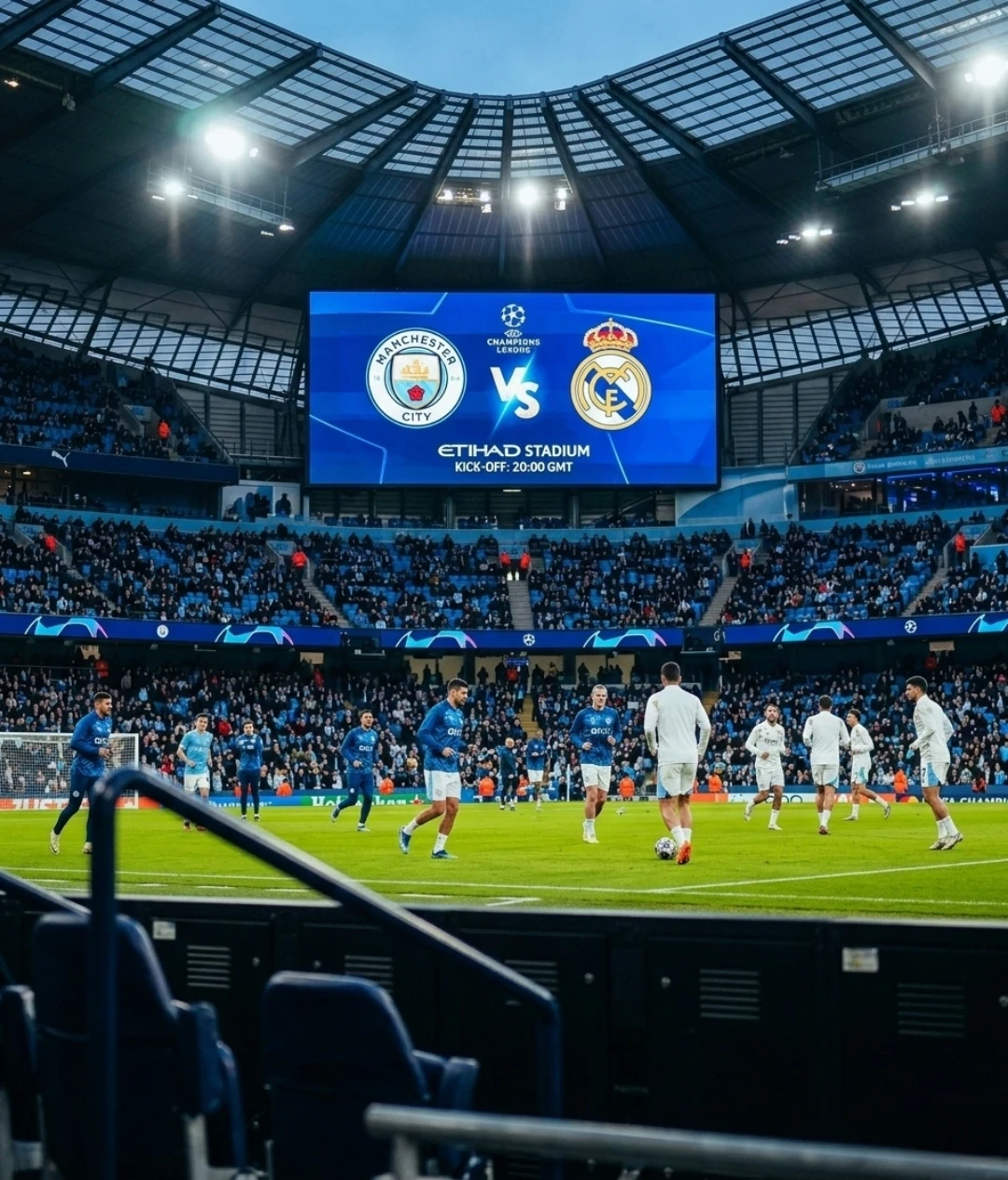 image about التشكيل الرسمي لمباراة ريال مدريد ومانشستر سيتي والقنوات الناقلة