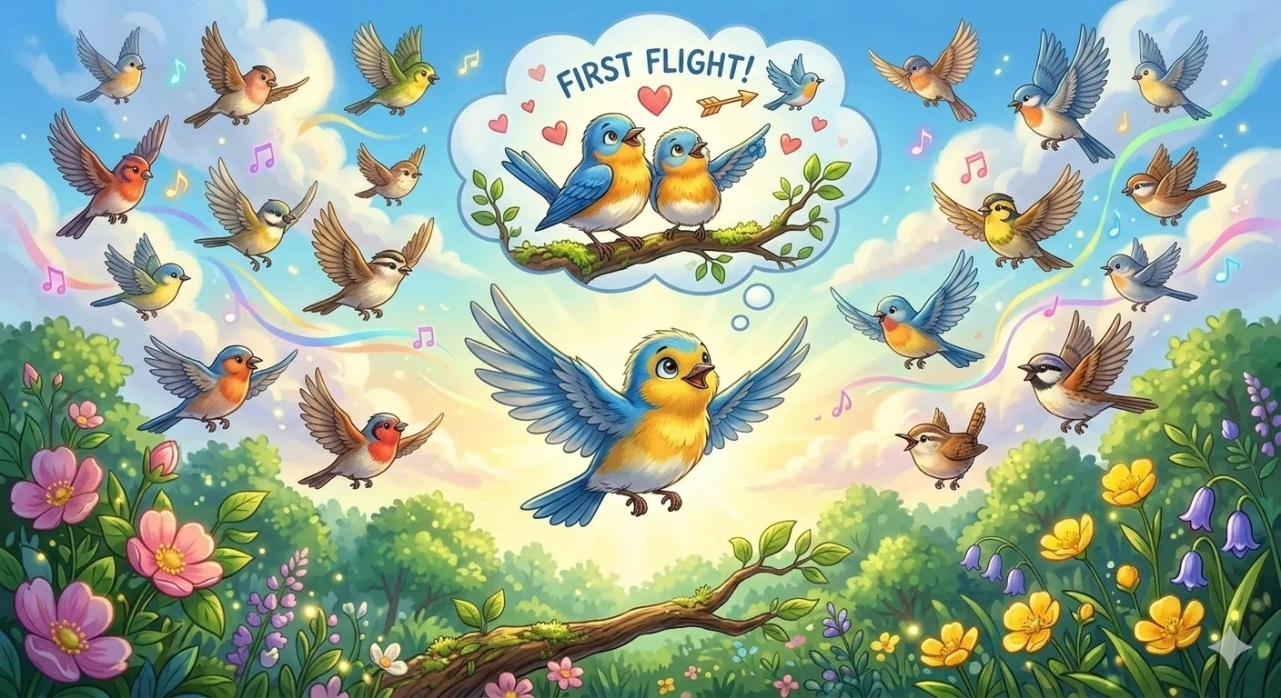 image about حكاية العصفور الصغير الذي تعلم الطيران | قصة أطفال تعليمية عن الشجاعة والثقة بالنفس