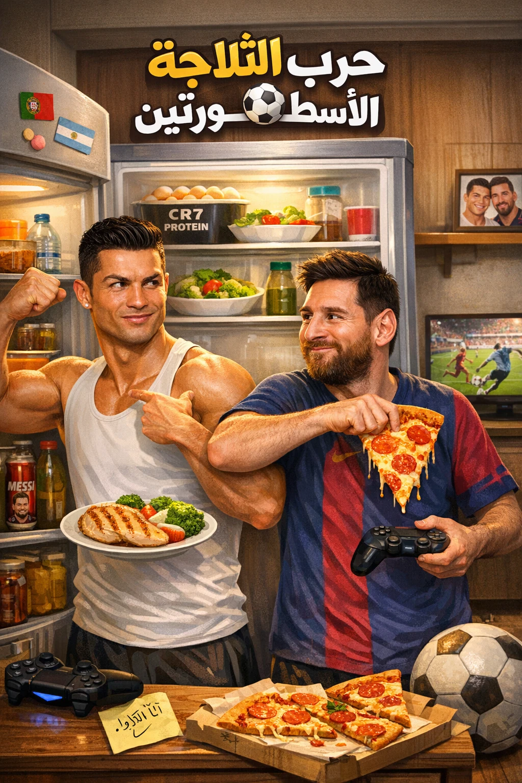 image about العنوان: حرب الثلاجة بين الأسطورتين ⚽😂