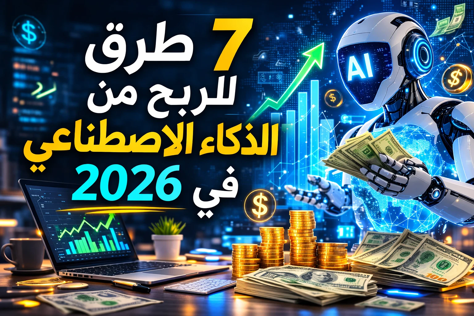 image about ٧ طرق عملية للربح من الذكاء الاصطناعي في ٢٠٢٦ للمبتدئين