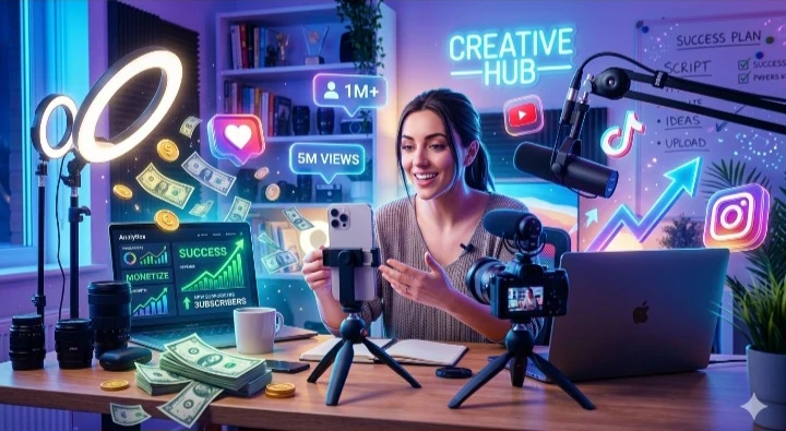 image about الربح من إنشاء المحتوى على TikTok وYouTube: كيف تحول الفيديوهات إلى مصدر دخل حقيقي