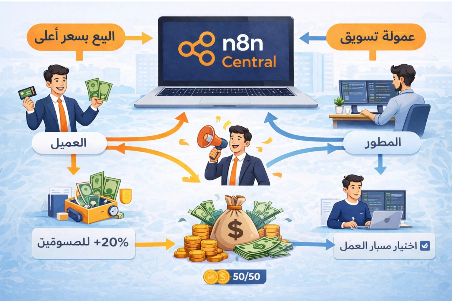 image about كيف تؤسس وكالة أتمتة (Drop Servicing) بـ n8n وتربح آلاف الدولارات شهرياً؟