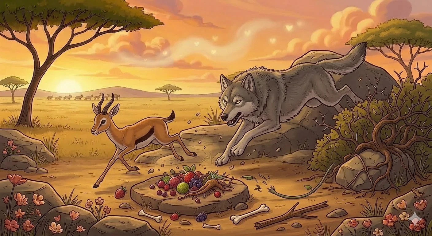 image about 🦁🐺 الأسد والذئب الطماع