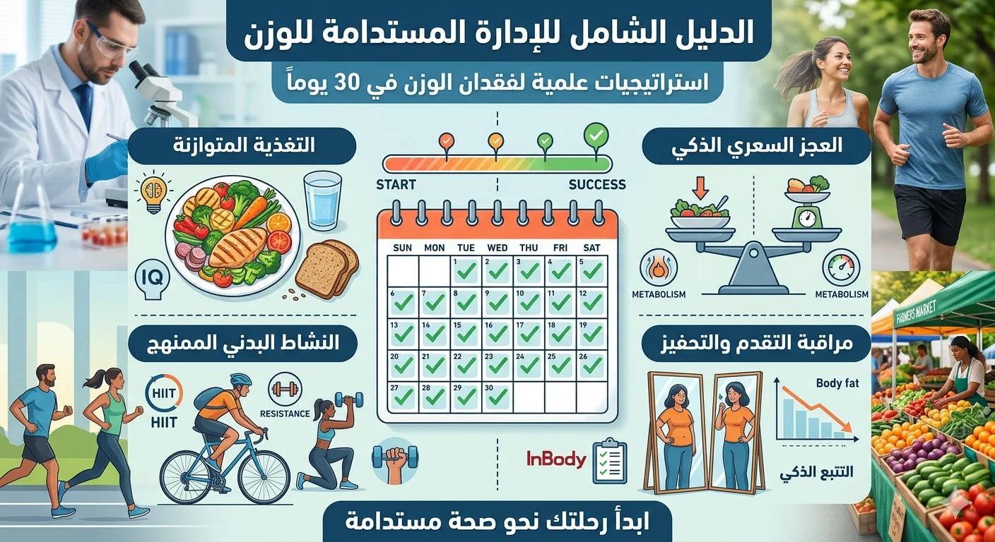 image about الدليل الشامل للإدارة المستدامة للوزن: استراتيجيات علمية لفقدان الوزن في 30 يوماً