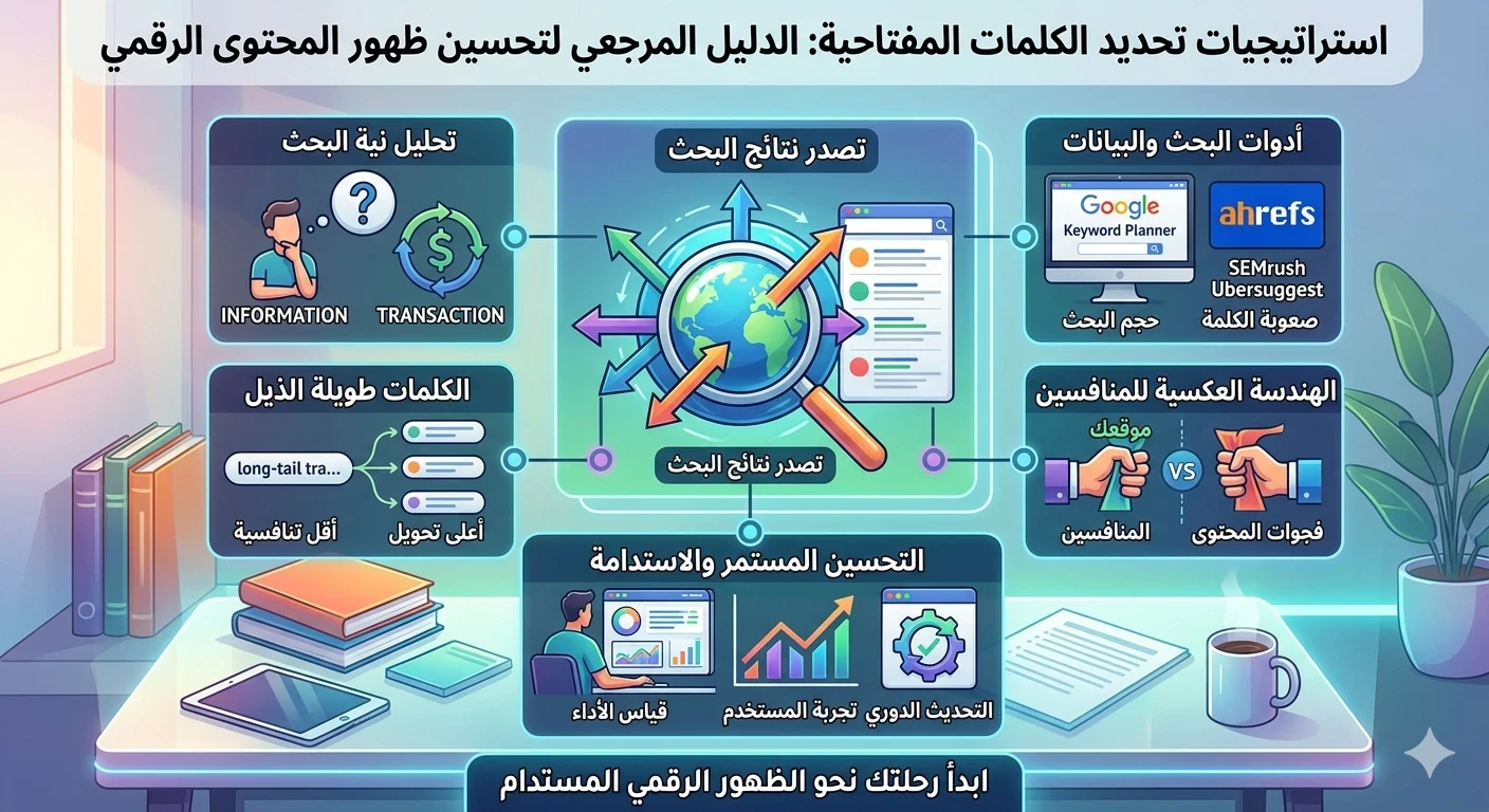 image about استراتيجيات تحديد الكلمات المفتاحية: الدليل المرجعي لتحسين ظهور المحتوى الرقمي